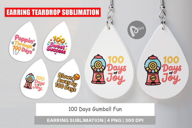 100 Days Gumball Fun Quotes Earring
