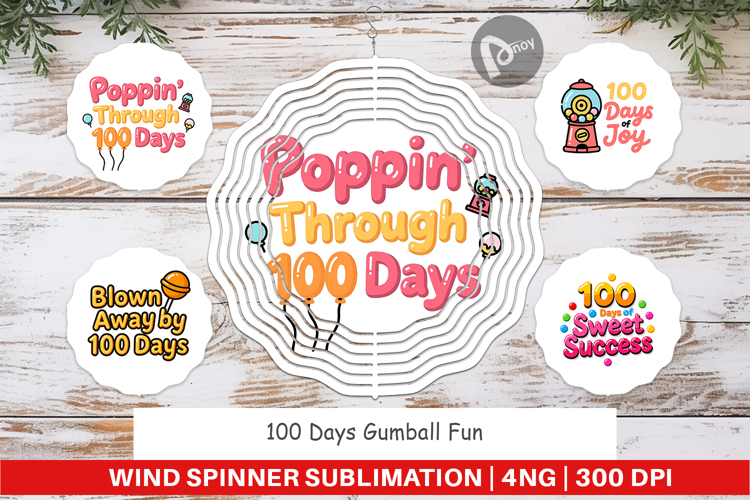 100 Days Gumball Fun Quotes Wind Spinner