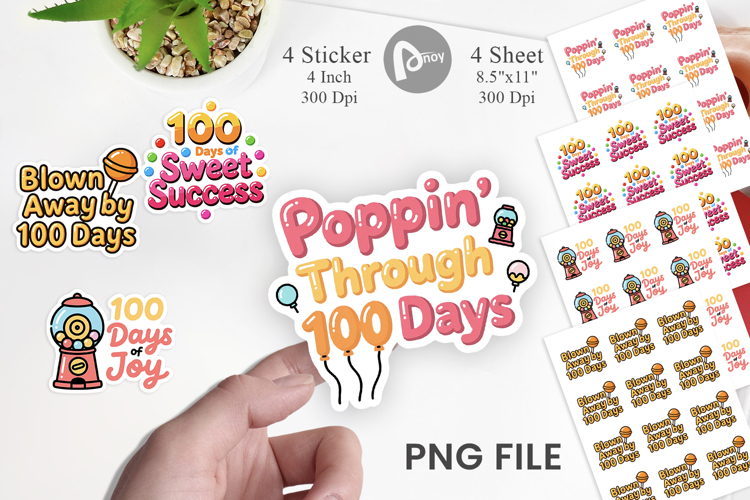 100 Days Gumball Fun Quotes Sticker