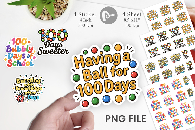 100 Days Gumball Fun Quotes Sticker