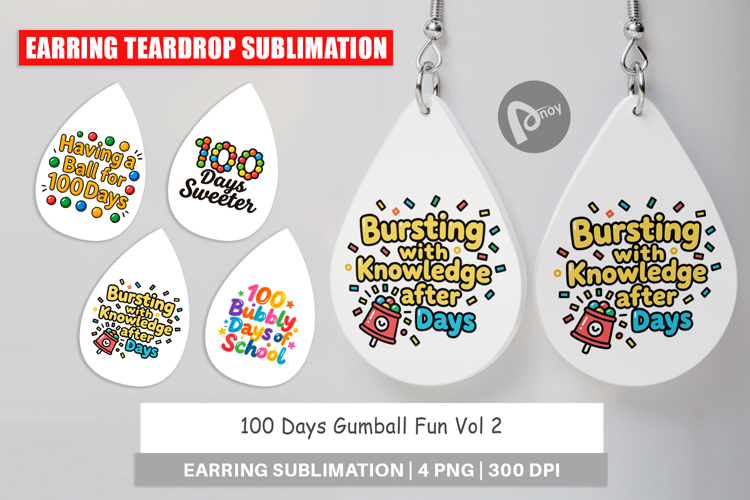 100 Days Gumball Fun Quotes Earring