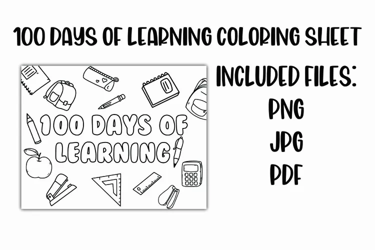 100 Days of Learning Coloring Sheet