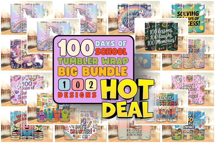 100 Days Of School Tumbler wrap Bundle, Teacher Day Bundle