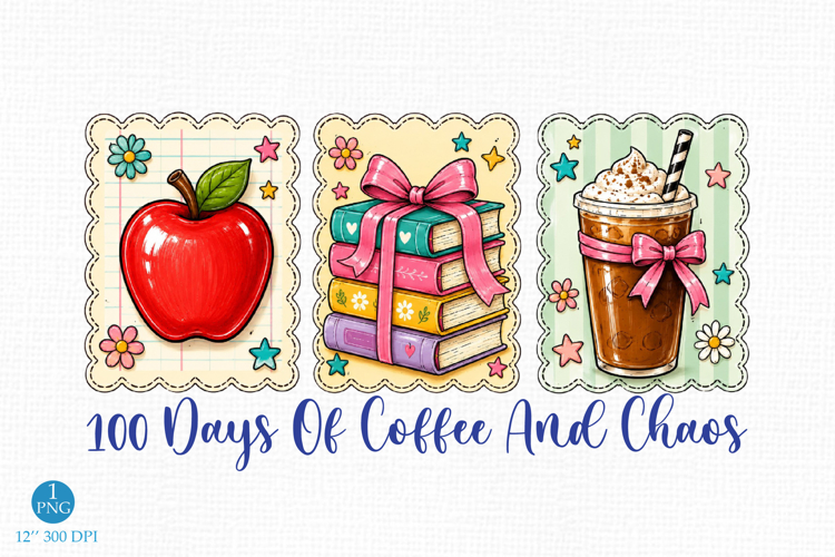 100 Days of School PNG, Pencil Coquette Bow Sublimation