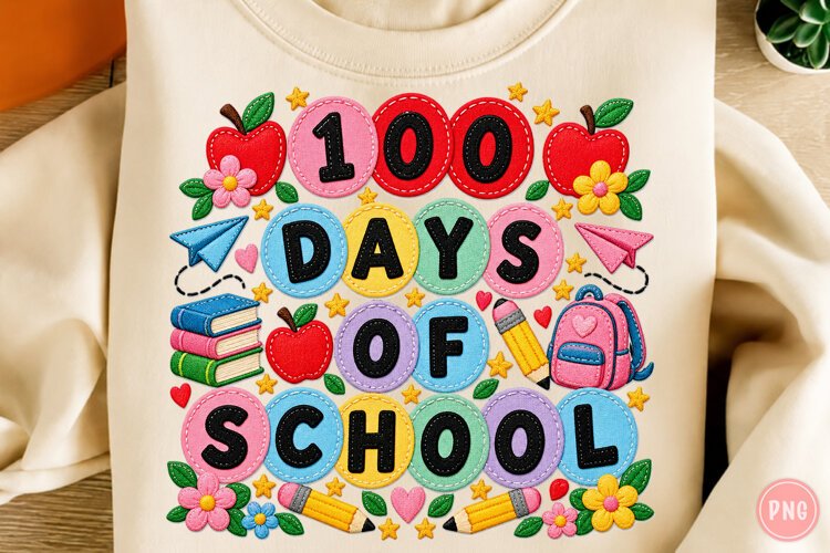 100 Days of School Retro PNG example image 1