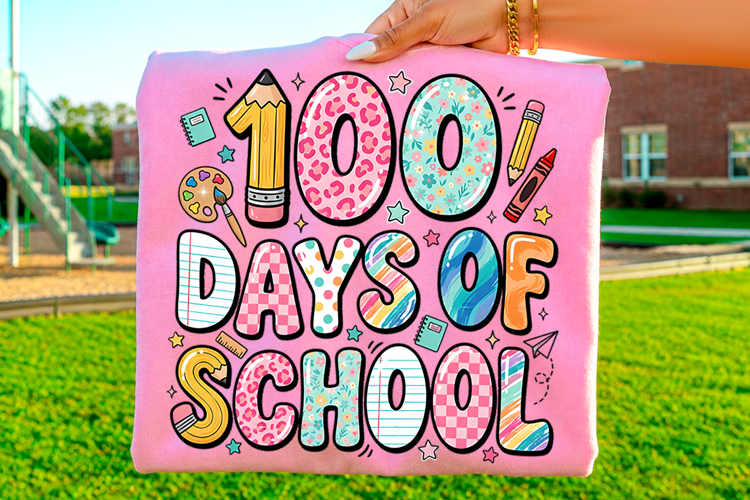 100 days of school, teacher png, school teacher shirt, teacher sublimation, classroom design, school celebration png, teacher life png, school t shirt png, educator gift png, teacher shirt design