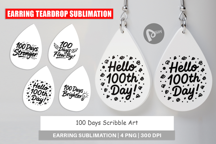 100 Days Scribble Art Quotes Earring