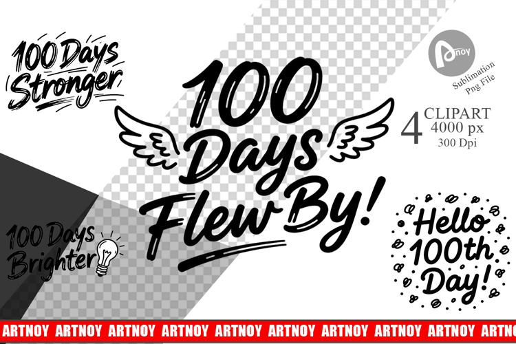 Scribble Art 100 Days Clipart