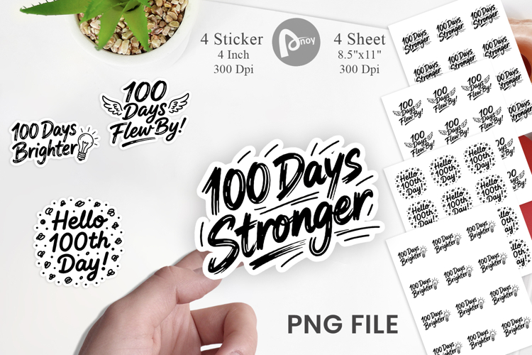 Scribble Art 100 Days Sticker