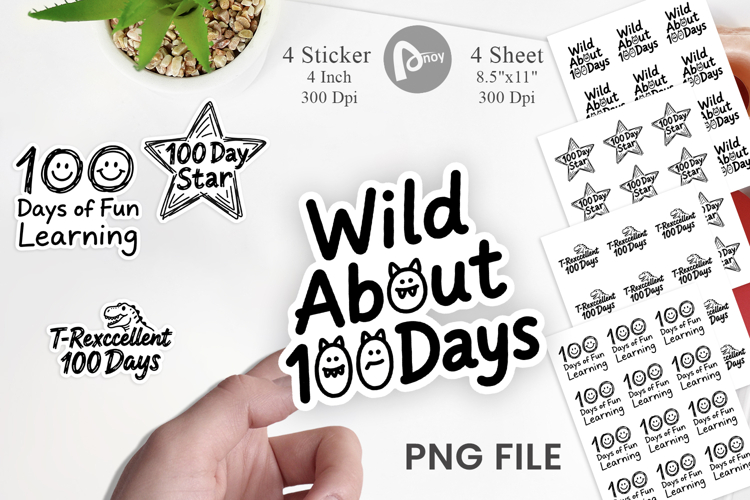 Scribble Art 100 Days Sticker