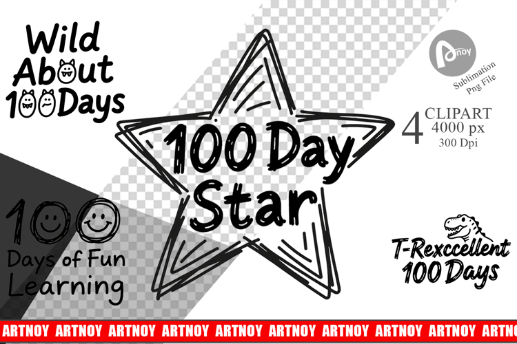 Scribble Art 100 Days Clipart