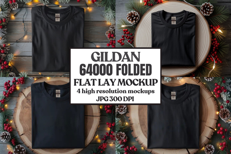 Gildan 64000 Folded Christmas Flat Lay T-shirt