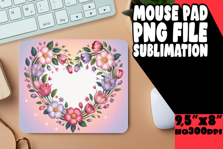 Radiant Mouse Mat PNG Style, Flowers Heart example image 1