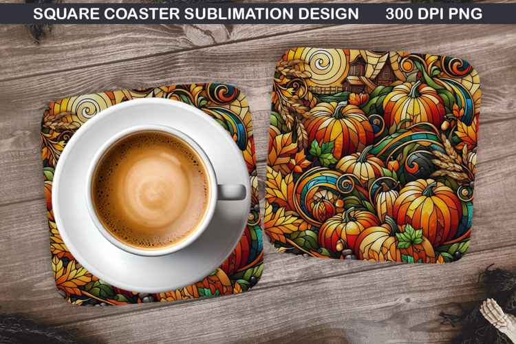 Pumpkin Coaster Sublimation, Halloween Coaster PNG Design