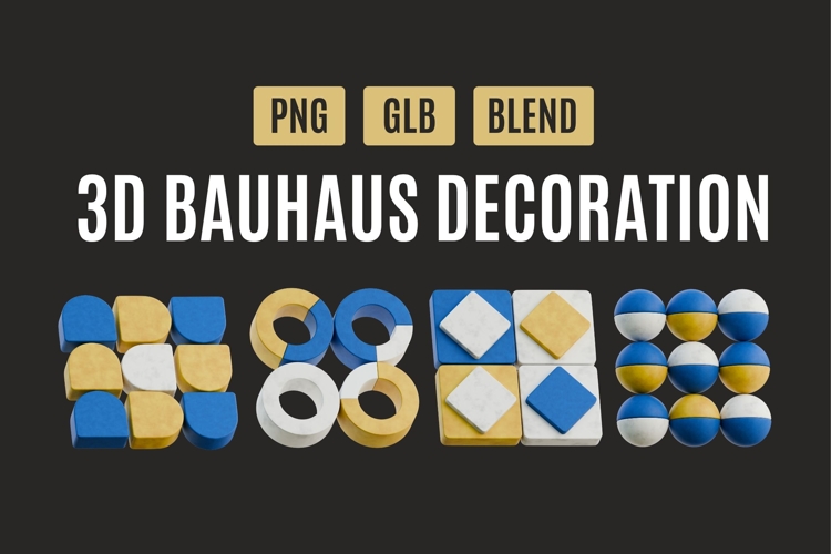 Modern Bauhaus 3D Geometry Pack 04