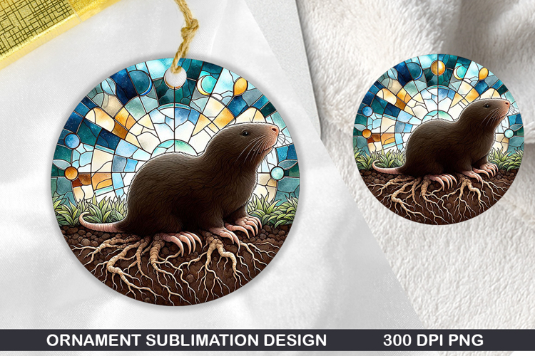 Cute Mole Stained Glass Ornament PNG, Digital Download File