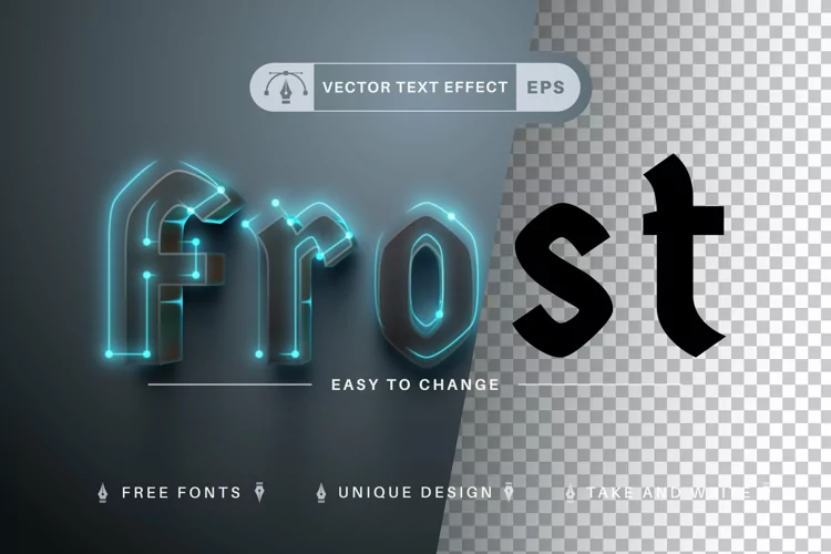 Glow Frost - Editable Text Effect, Font Style