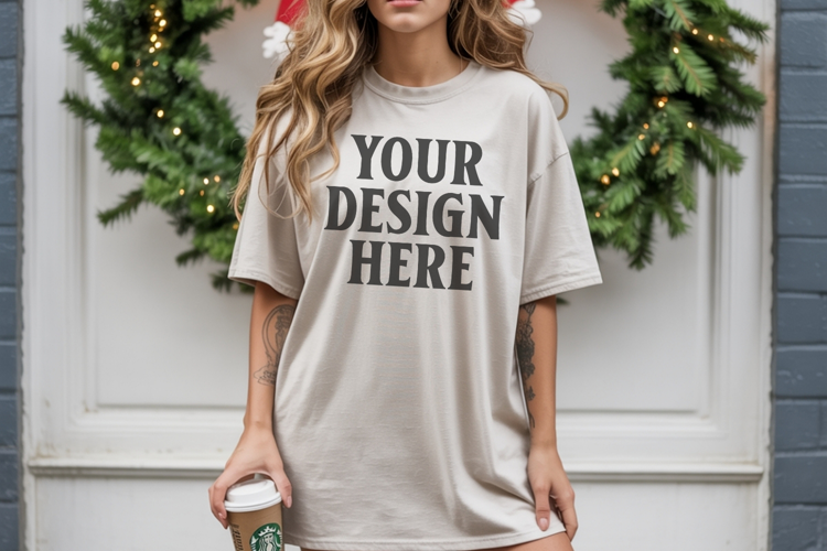 Christmas Comfort Colors 1717 Ivory TShirt Mockup, CC 1717