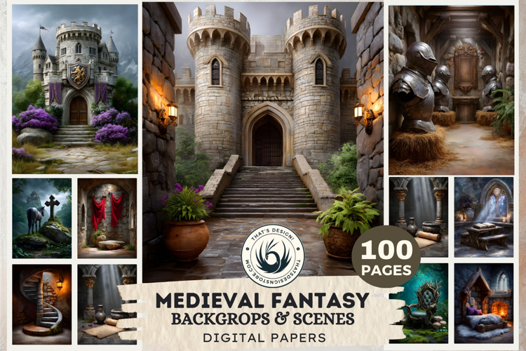 Medieval Fantasy Backdrops, Enchanted Castle Landscape
