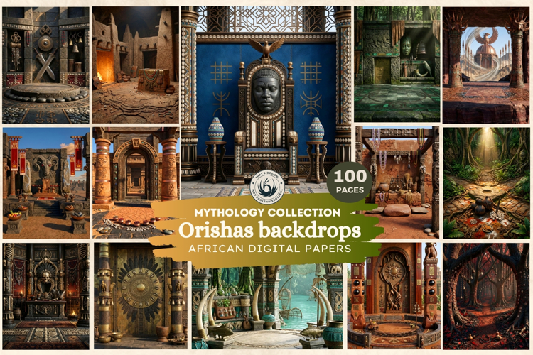 Orishas Backdrops African Mythology Digital Papers for DIY