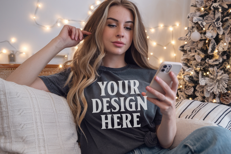 Pepper Christmas Comfort Colors 1717 T-shirt Mockup