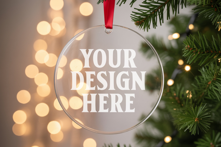 Acrylic Christmas Ornament Mockups , acrylic blank mockup