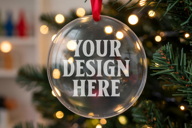 Acrylic Christmas Ornament Mockup , christmas ornament mocku