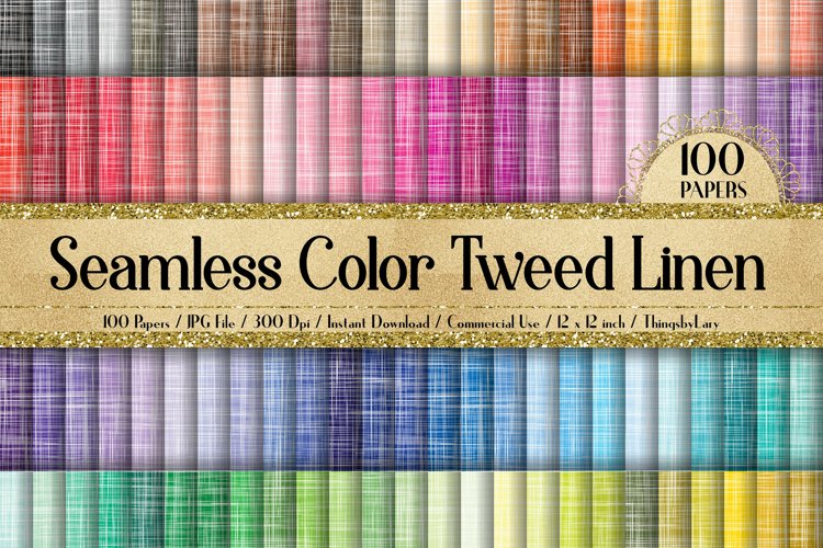 100 Seamless Color Tweed Linen Fabric Texture Digital Papers example image 1