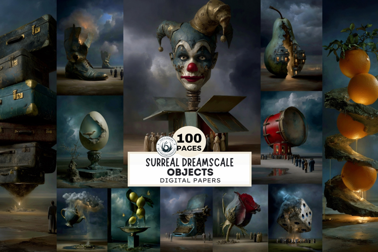 Surreal Dreamscale Objects Moody Digital Paper for Journals