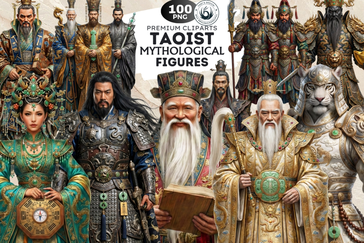 Taoist Mythological Figures Fantasy Clipart and Junk Journal