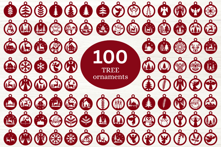 Christmas Ornaments SVG Bundle 100 items