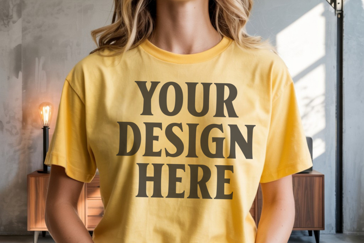 Comfort Colors 1717 Yellow T-Shirt Mockup