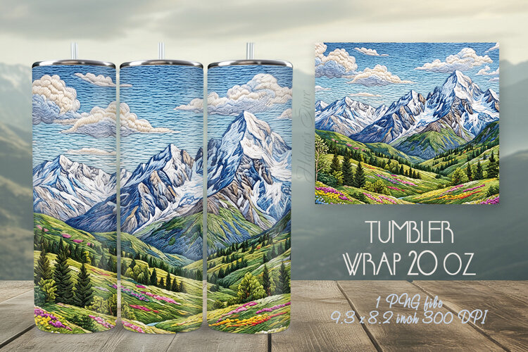 Knitted mountains design straight tumbler 20 oz wraps example image 1