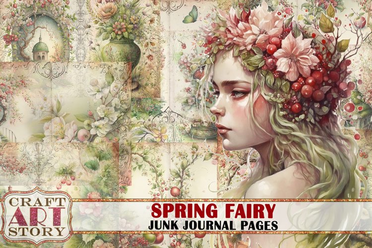 Spring fairy Junk Journal Pages,scrapbook printables papers