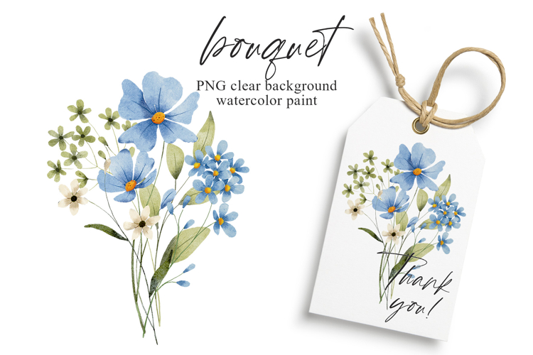 Watercolor flowers clipart bouquet of PNG.
