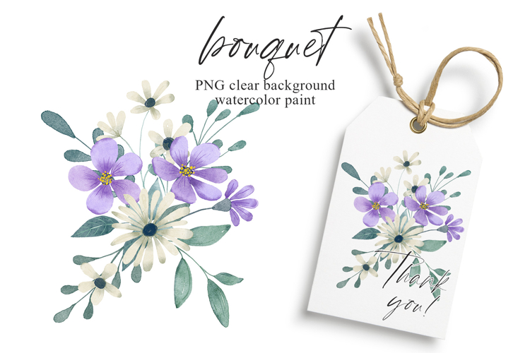 Watercolor flowers clipart bouquet of PNG.