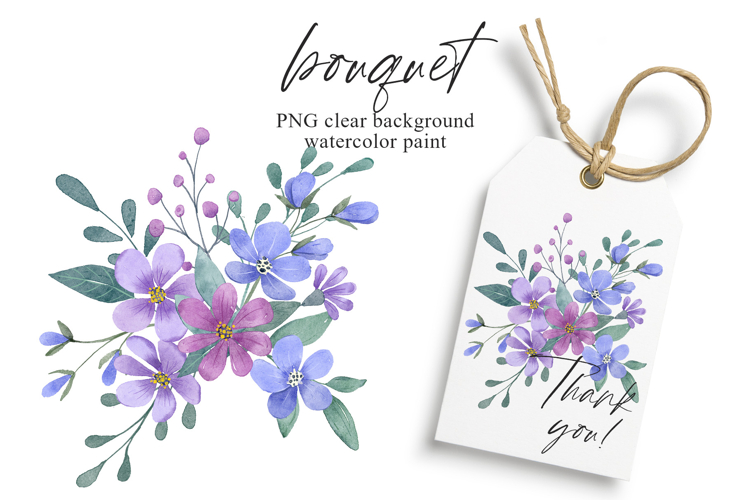 Watercolor flowers clipart bouquet of PNG.