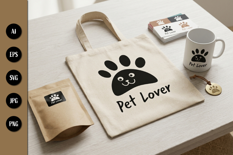 Pet Lover Cute Smiling Paw Print Design