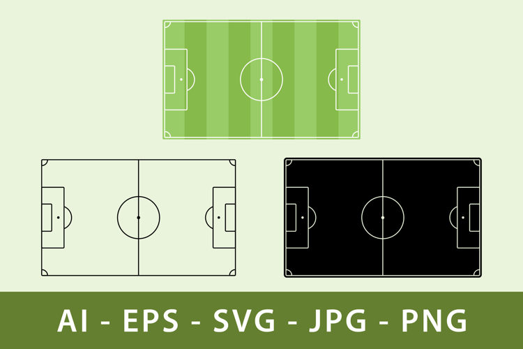 Soccer Football Field Minimalist Outline Graphics