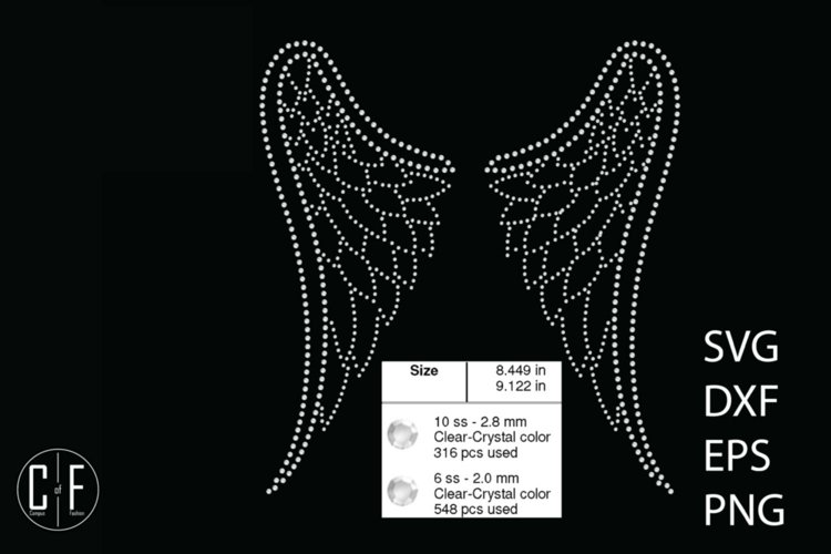Wings Rhinestone Template example image 1