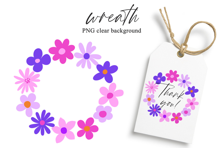 Wreath with flowers, frame, border.