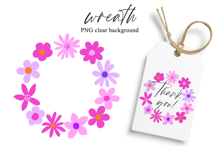 Wreath with flowers, frame, border.