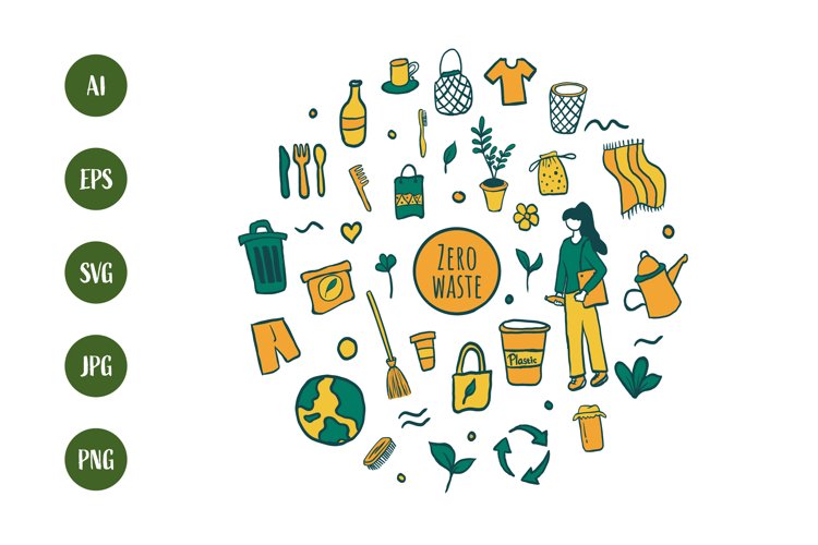 Vector illustration of Zero waste doodle example image 1