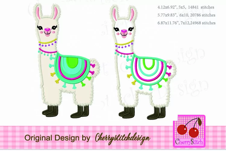 Llama machine embroidery applique design