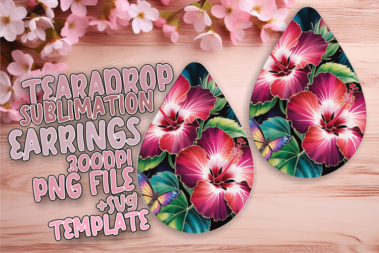 Chic Teardrop Design PNG for Earrings Projects , Flowers