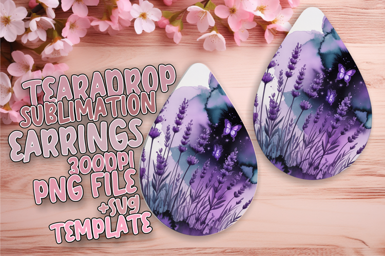 Playful Teardrop Earrings Sublimation , Flowers