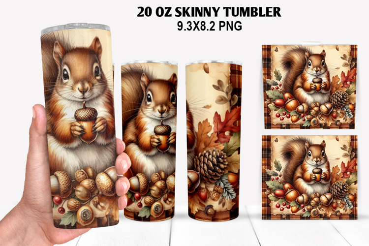 Squirrel Skinny Tumbler 20oz Wrap Design, Animal Tumbler Wra