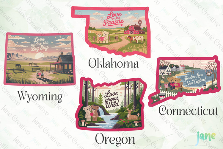 Valentine 50 US States Clipart