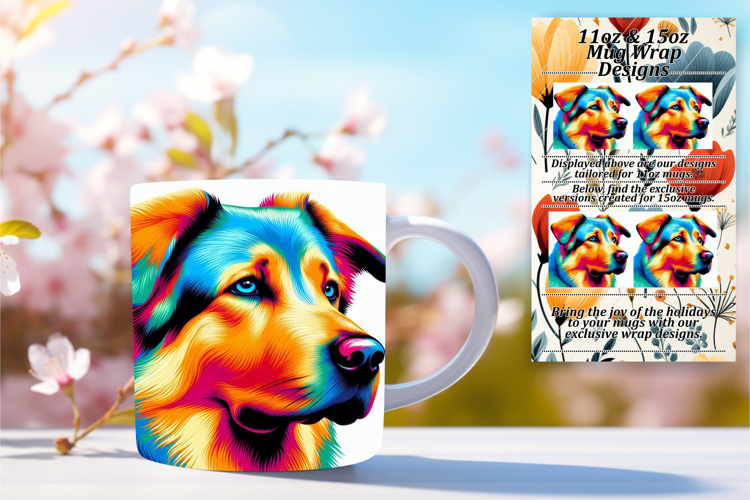 Bright 11oz Mug Wrap Png Artwork , Dog
