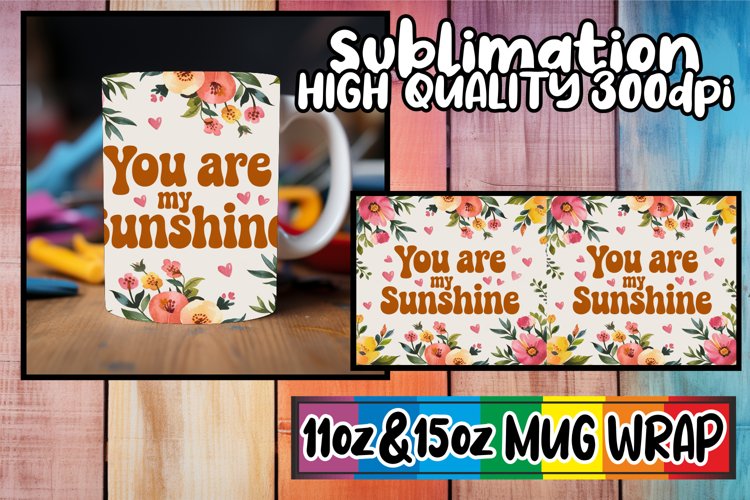 Cozy thoughts 11oz 15oz sublimation wrap, Flower Quote example image 1